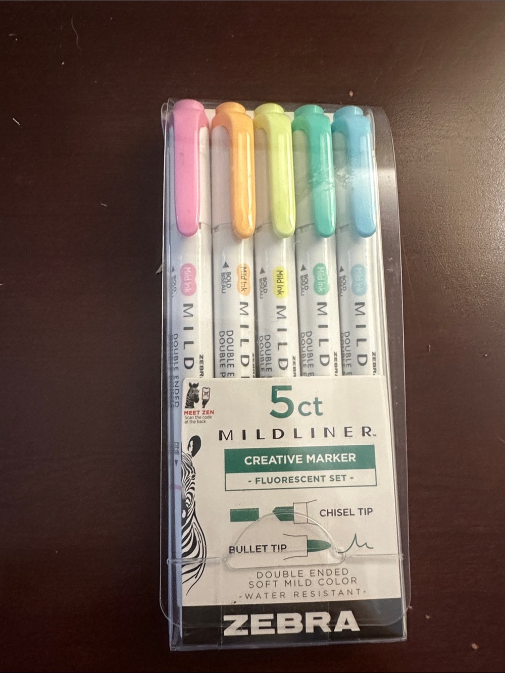 Mildliner 5ct Pastel Fluorescent Marker Set - Pink, Orange, Yellow, Green, Blue